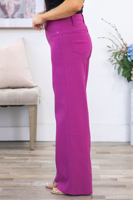 YMI Berry Hyperstretch Wide Leg Pants