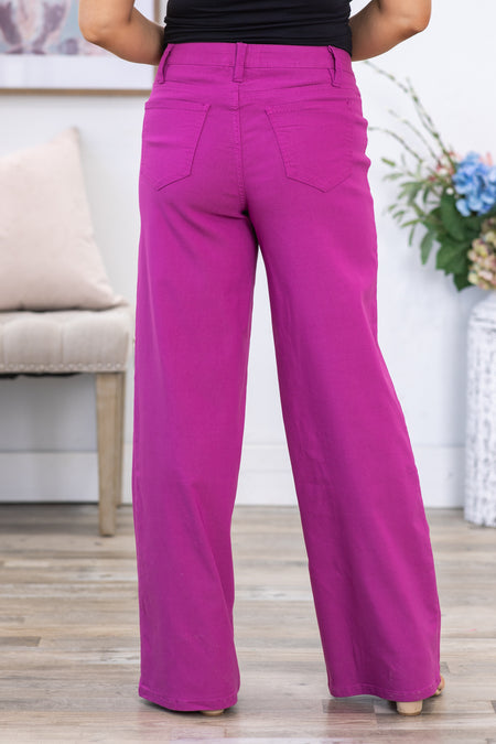 YMI Berry Hyperstretch Wide Leg Pants