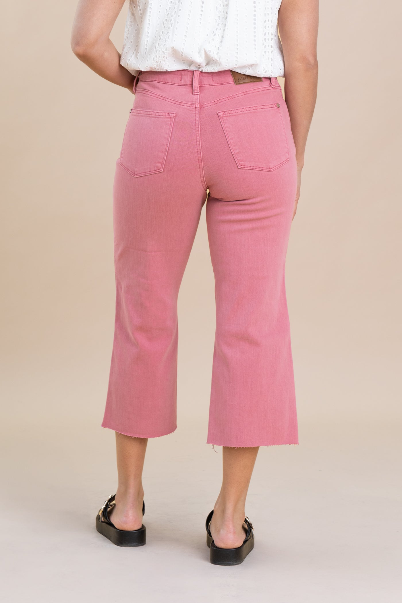 Judy Blue Blush Dyed Hem Crop Wide Jeans