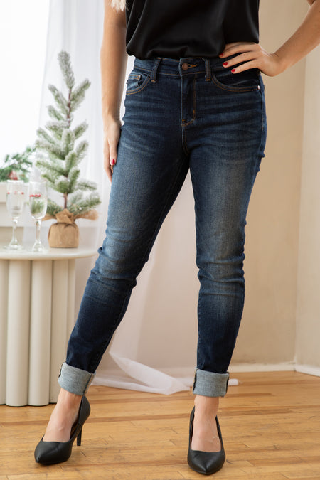 Judy Blue Dark Wash Long Inseam Skinny Jeans