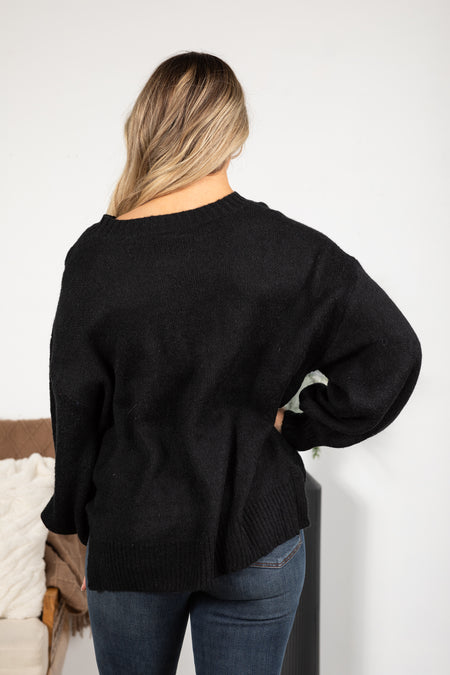 Black Cheers Beaded And Sequined Sweater