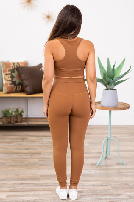 Dark Camel Racerback Bra and Legging Set - Filly Flair