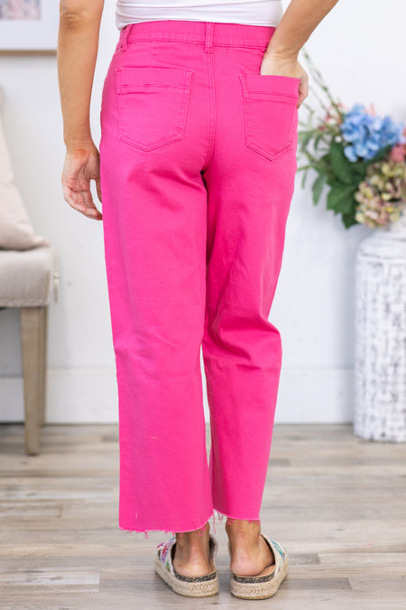 YMI Pink Cropped Wide Leg Trouser Pants