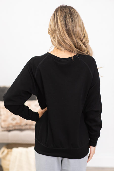 Black Elevated Crew Neck Pullover