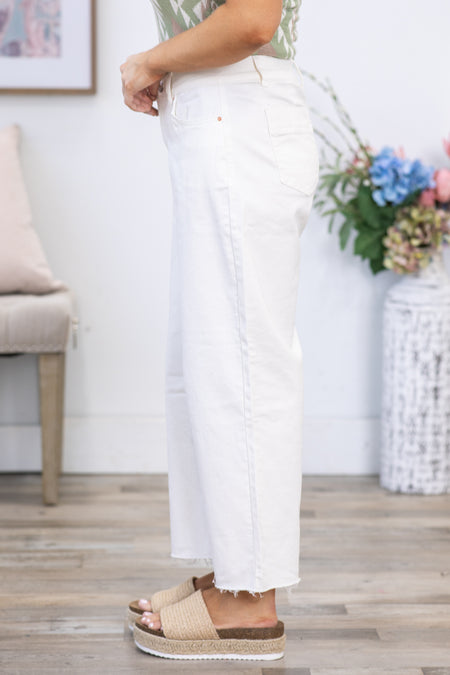 YMI Ivory Cropped Wide Leg Trouser Pants