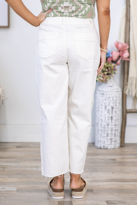 YMI Ivory Cropped Wide Leg Trouser Pants