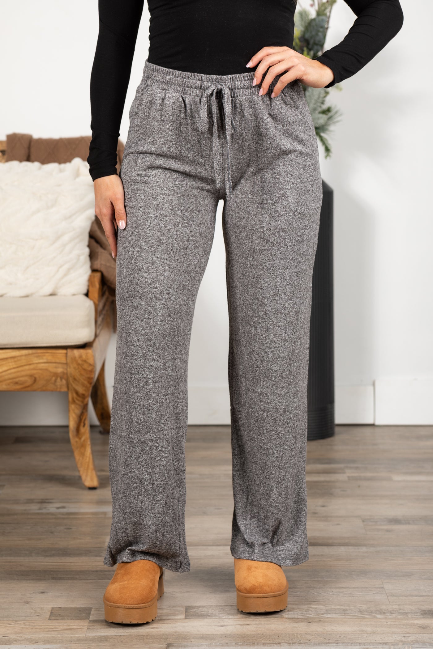 Soft Melange Hacci Wide Pants