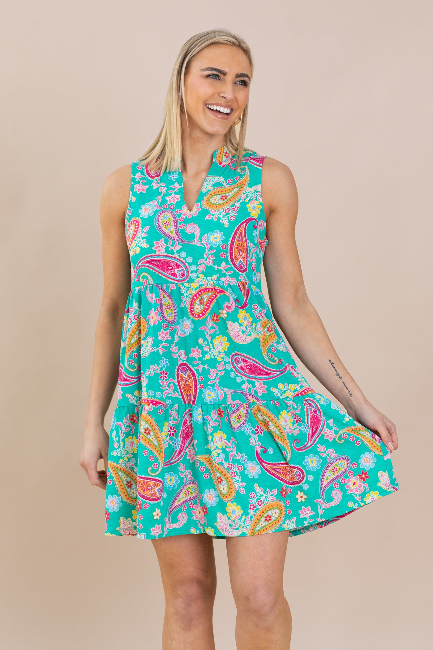 Jade Printed Wrinkle Free Dress