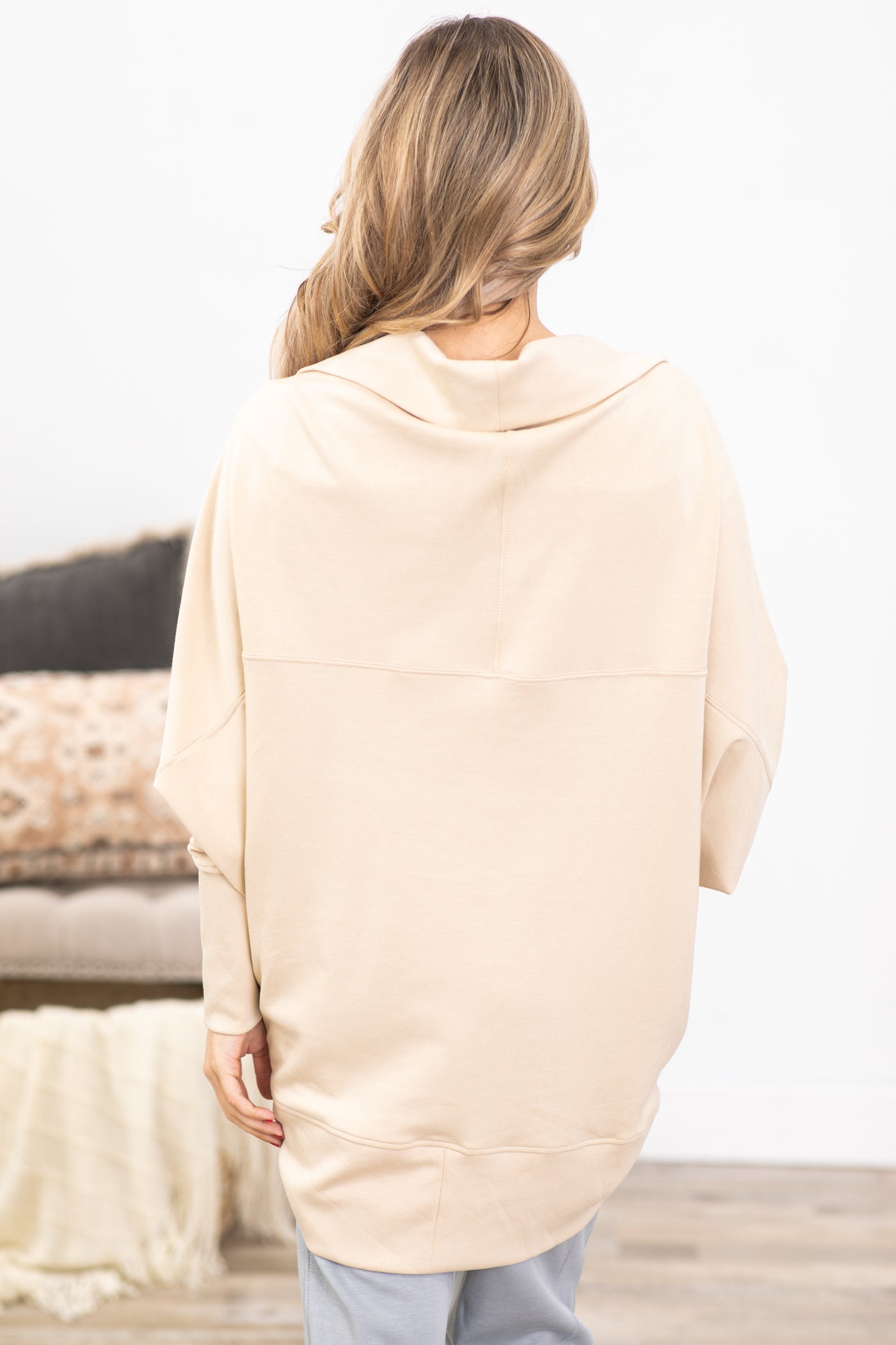 Beige Elevated Cocoon Style Cardigan