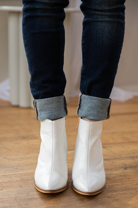 White Point Toe Textured Booties