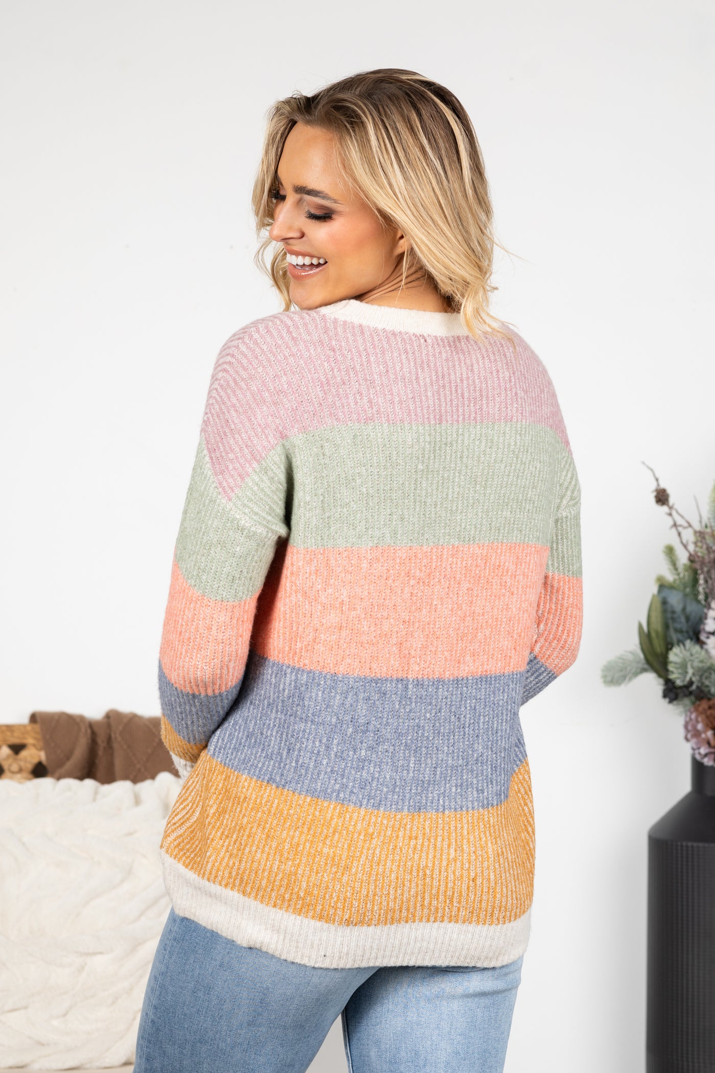 Ribbed Multicolor Colorblock Sweater