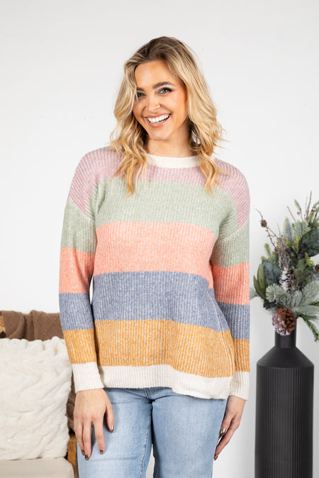 Ribbed Multicolor Colorblock Sweater