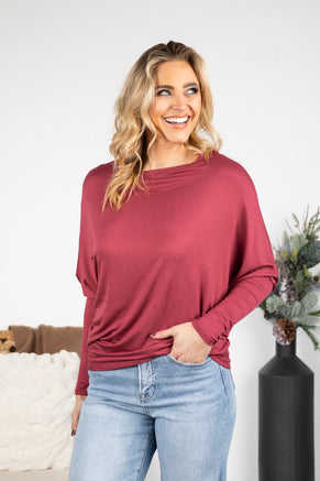 Long Dolman Sleeve Terry Knit Top