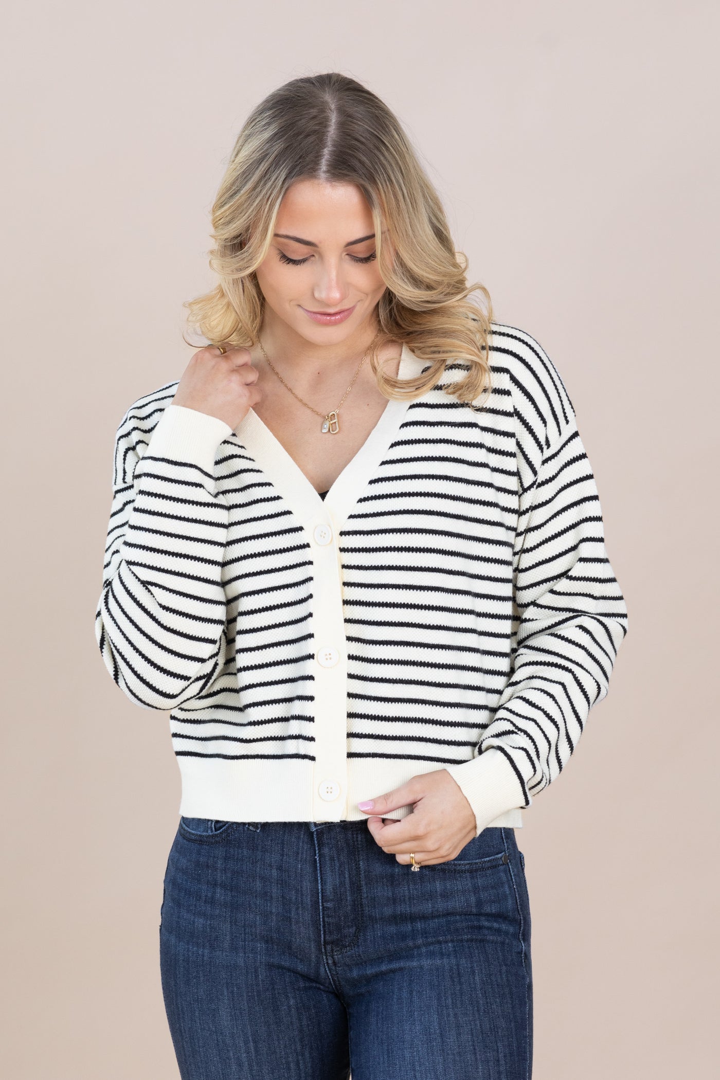 Button Up Striped Cardigans