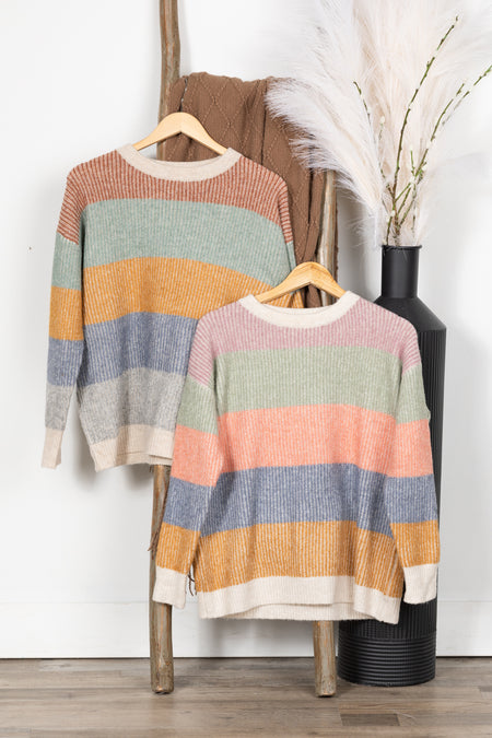 Ribbed Multicolor Colorblock Sweater