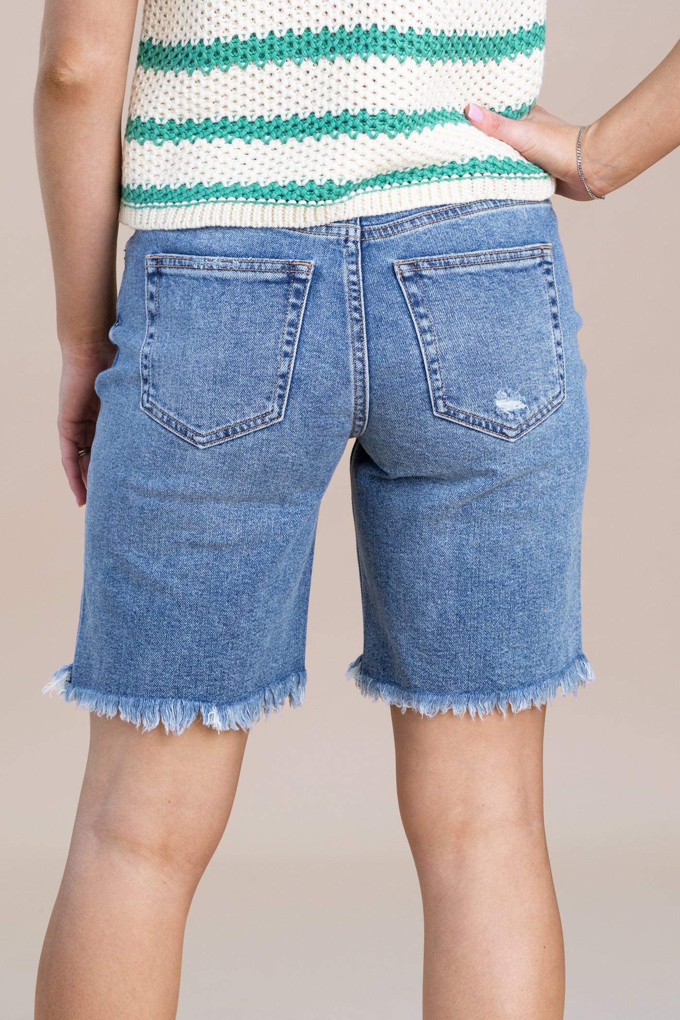 Sneak Peek Slight Hip Distress Bermuda Shorts