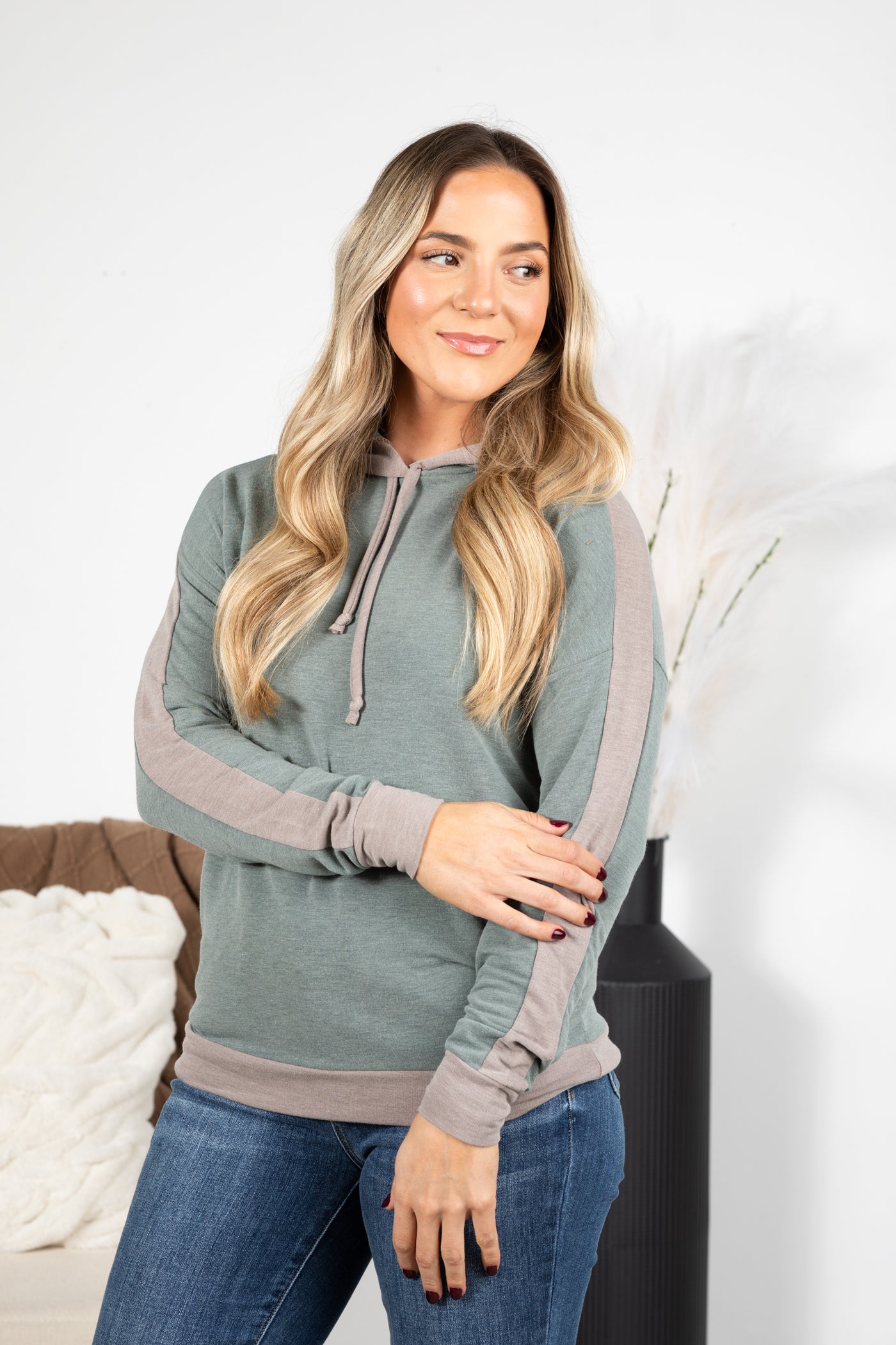 Terry Hoodie Top With Drawstring