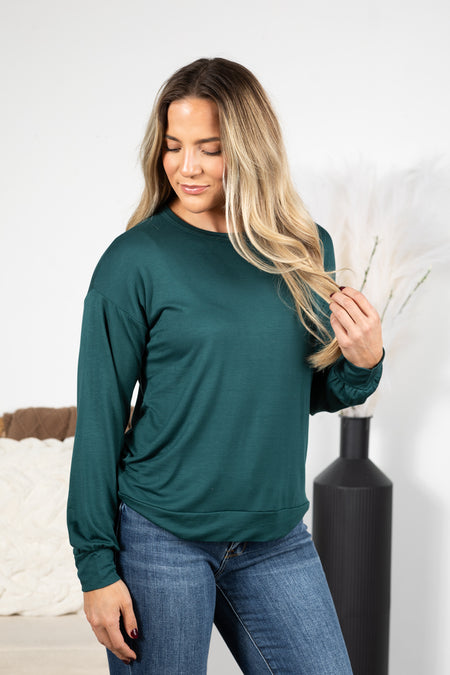 Long Sleeve Relaxed Fit Terry Knit Top