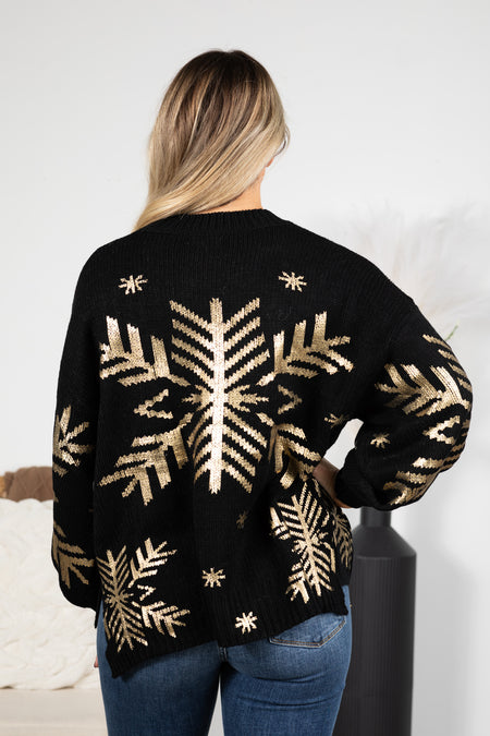 Gold Foil Snowflake Sweater