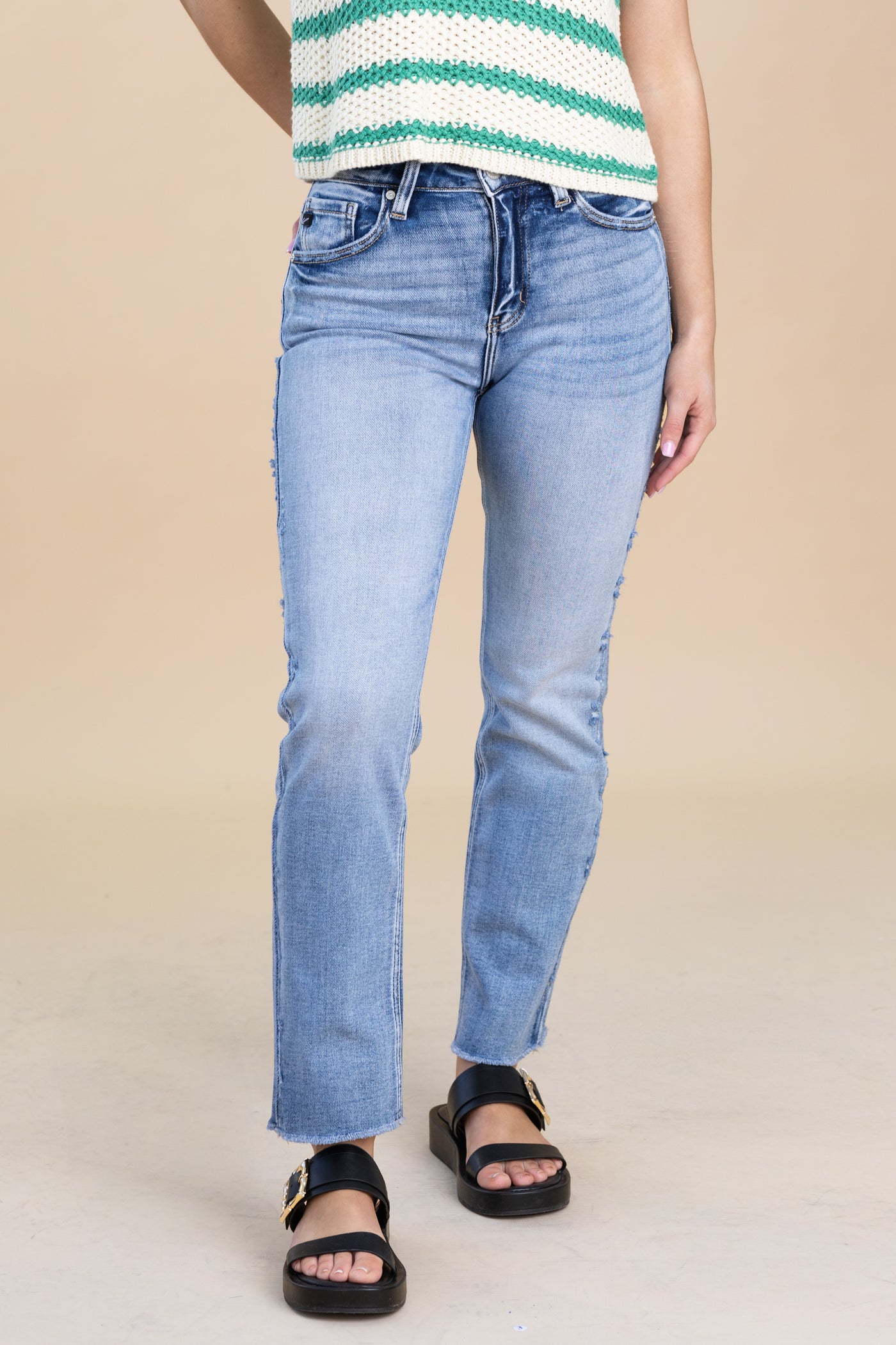 KanCan Medium Wash High Rise Straight Jeans