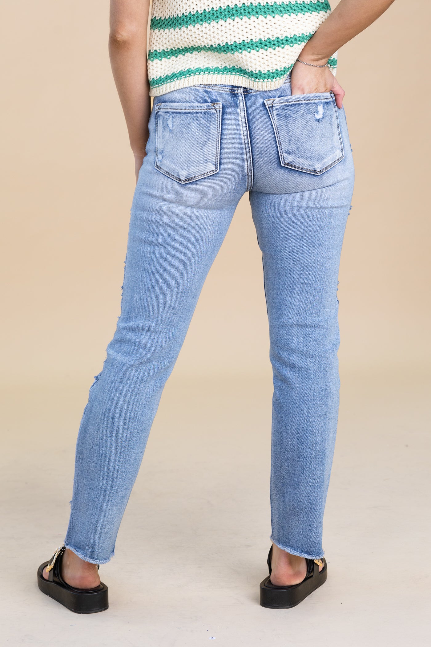 KanCan Medium Wash High Rise Straight Jeans