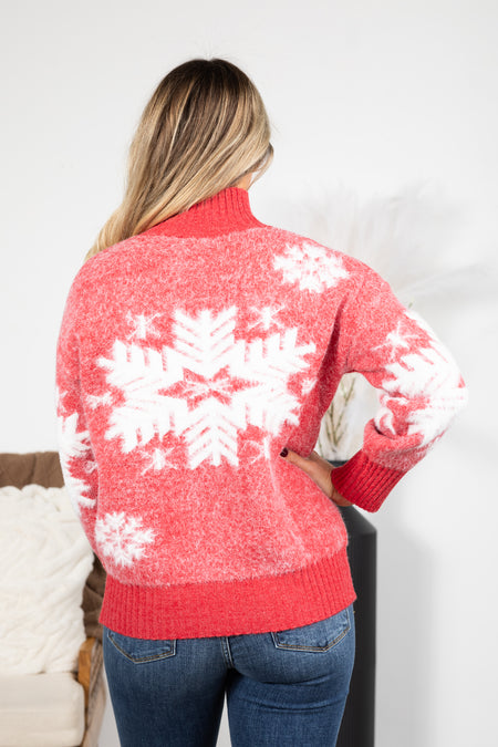 Red Snowflake Pullover Christmas Sweater