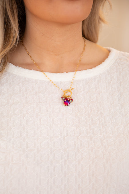 Fuchsia Multi Charm Necklace