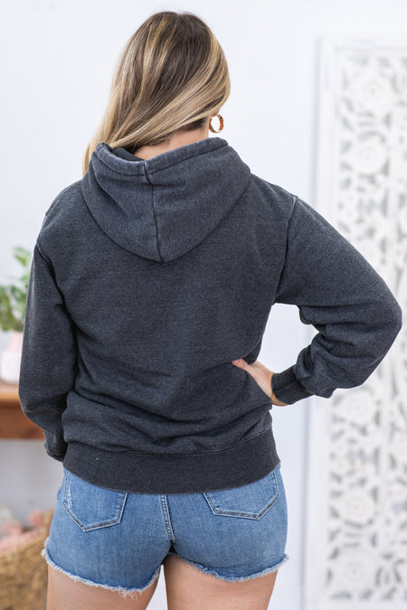 Dark Charcoal Burnout Boyfriend Fit Hoodie