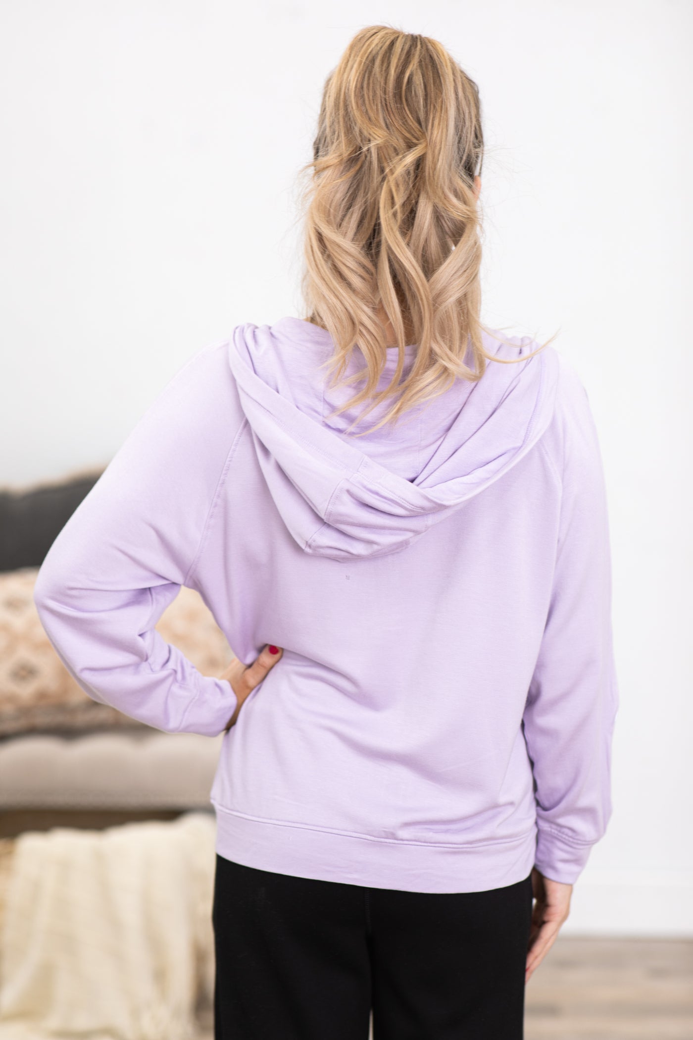 Lilac Dolman Sleeve Fleece Hoodie Jacket