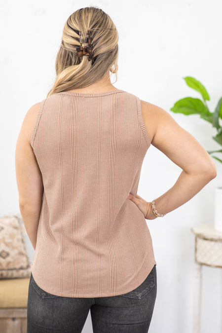 Verigated Jaquared Knit Tank Top