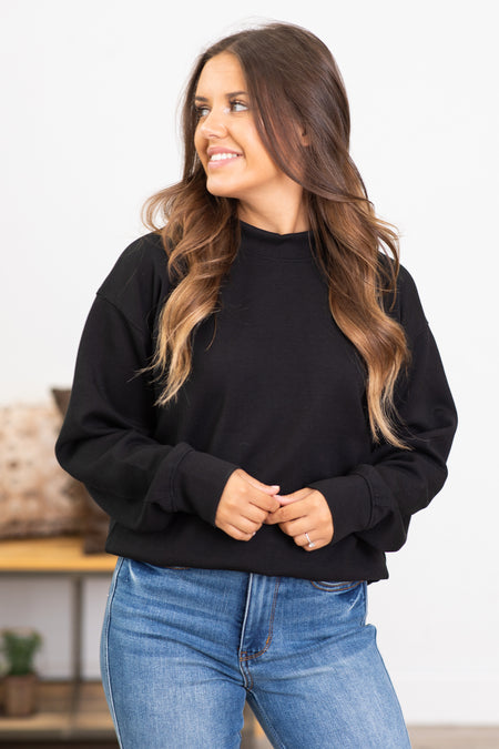 Black Super Soft Mock Neck Sweatshirt