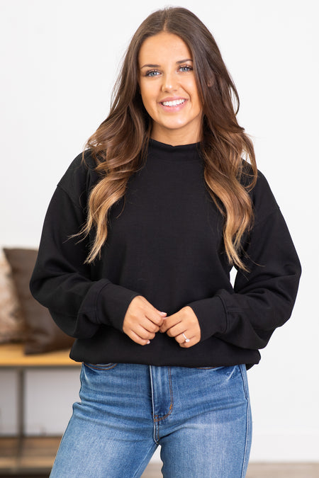 Black Super Soft Mock Neck Sweatshirt