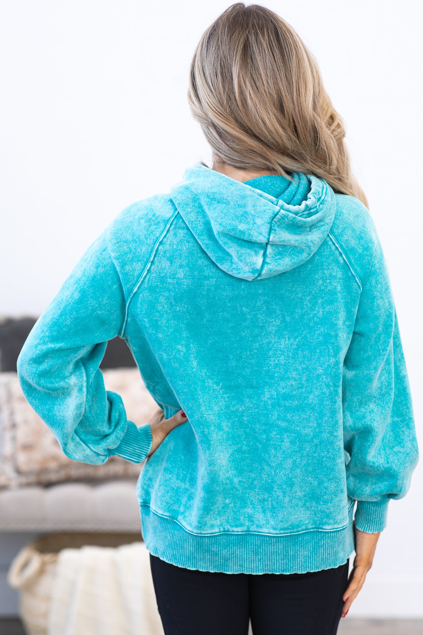 Teal Washed Hoodie