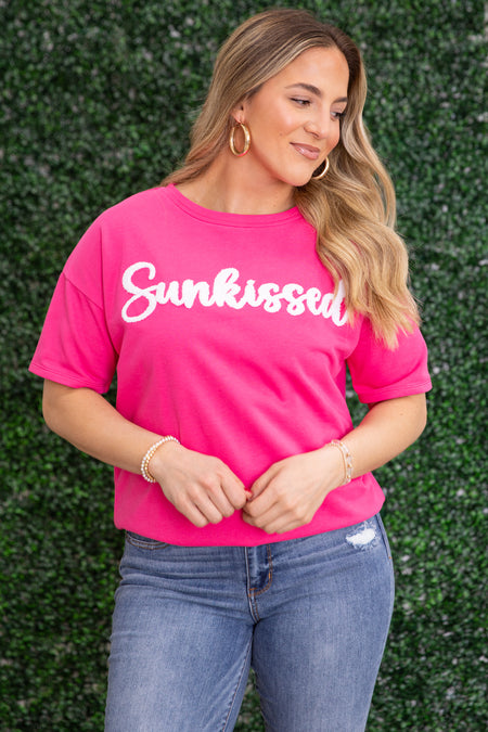 Hot Pink Sunkissed Oversized Knit Top