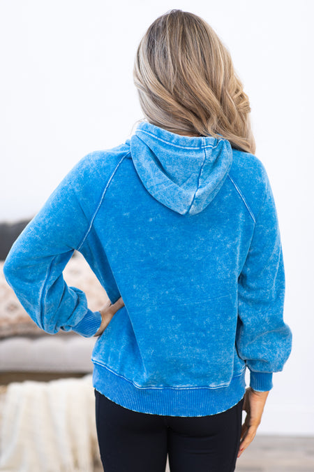 Bright Blue Washed Hoodie