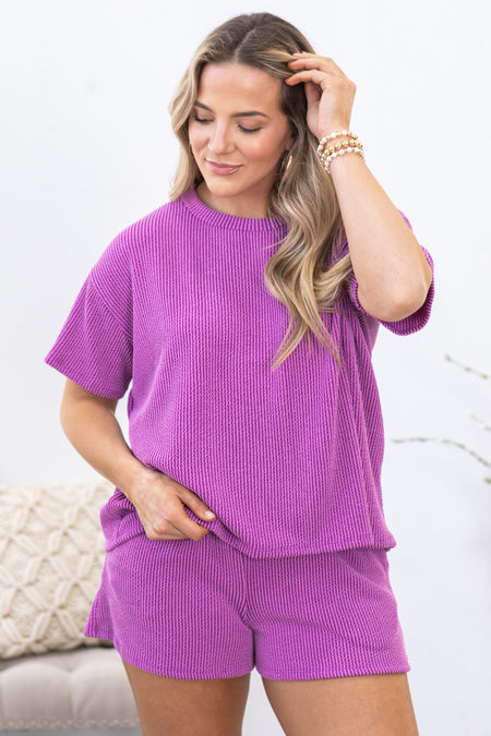 Orchid Comfy Rib Top and Short Set