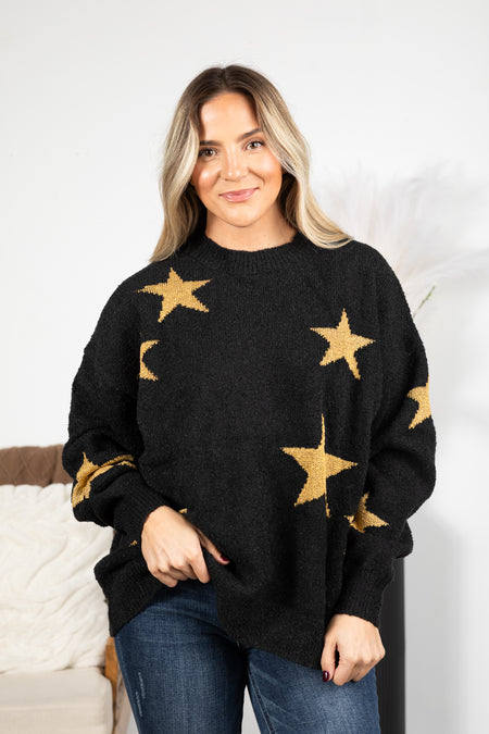 Shiny Star Pattern Pullover Sweaters