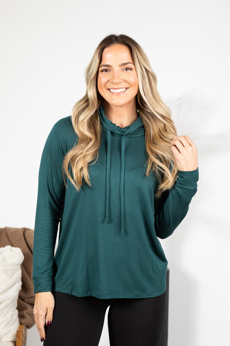 Drawstring Cowl Neck Knit Top