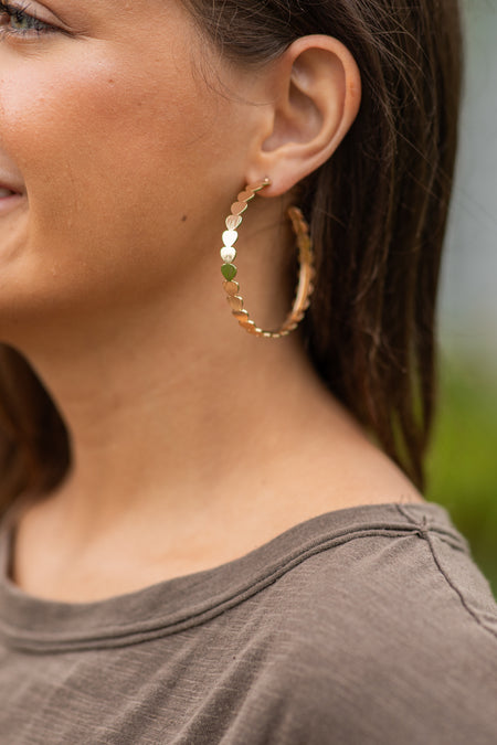 Gold Heart Hoop Earrings