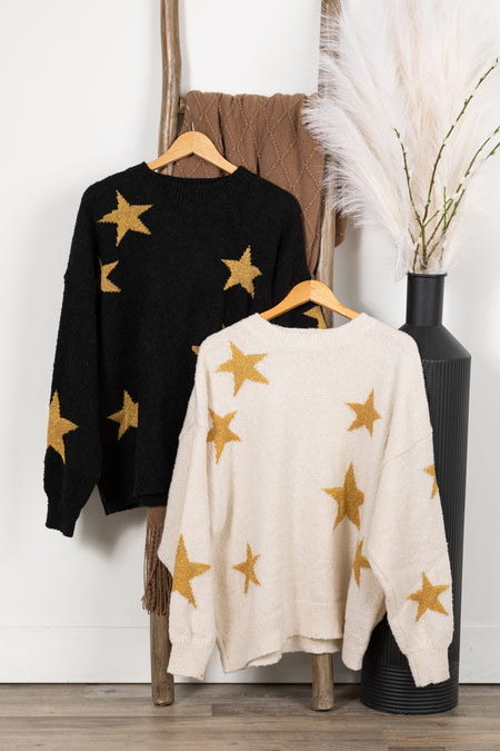 Shiny Star Pattern Pullover Sweaters