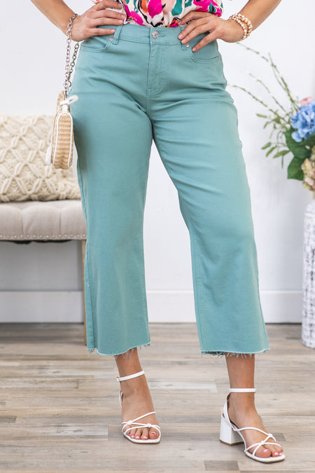 YMI Mint Cropped Wide Leg Trouser Pants