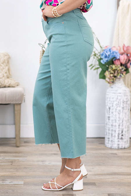 YMI Mint Cropped Wide Leg Trouser Pants