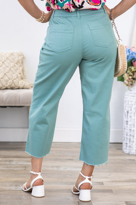 YMI Mint Cropped Wide Leg Trouser Pants