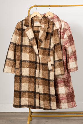 Oversized Plaid Soft Fuzzy Button Down Coat