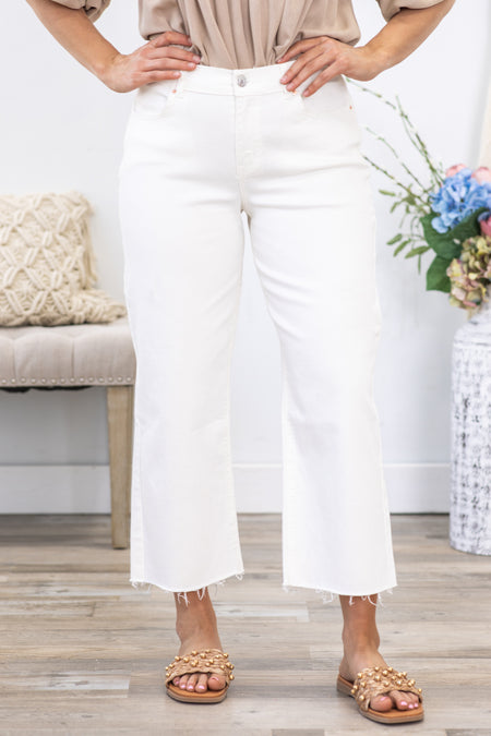 YMI Ivory Cropped Wide Leg Trouser Pants