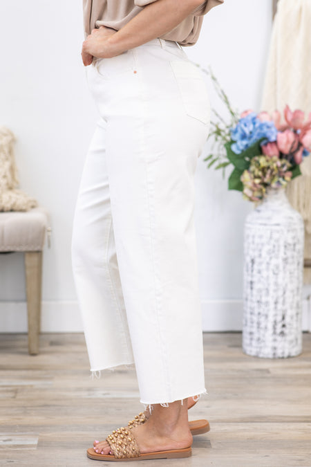 YMI Ivory Cropped Wide Leg Trouser Pants