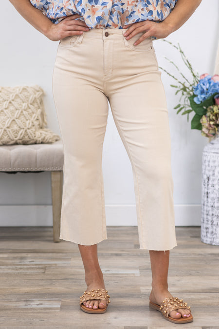 Judy Blue Beige Tummy Control Crop Jeans