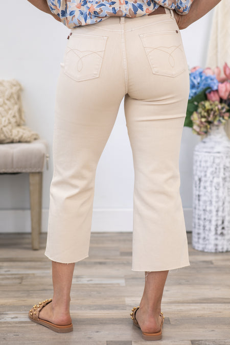 Judy Blue Beige Tummy Control Crop Jeans