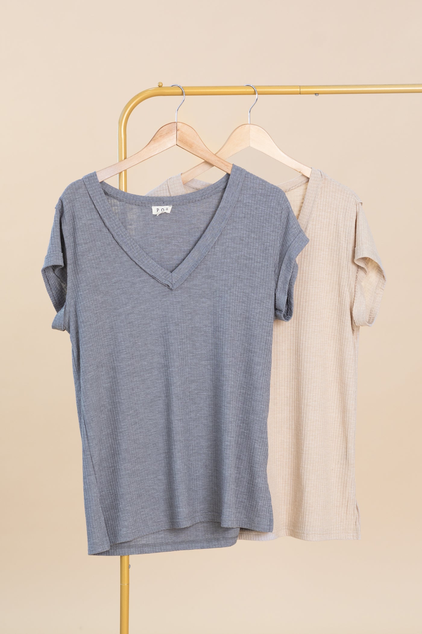 V-Neck Short Sleeve Solid Basic Knit Tops