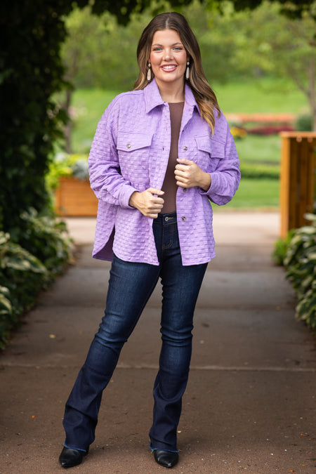 Lavender Textured Knit Shacket